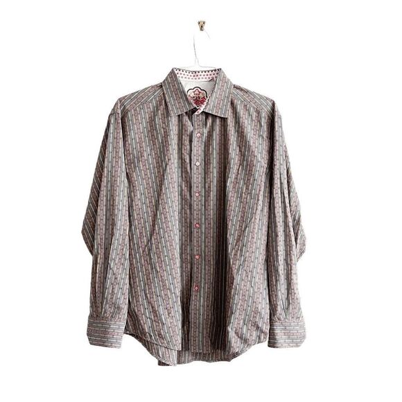Robert Graham Mens Striped Long Sleeve Casual Shirt Button Multicolour Cotton XL - Picture 1 of 8